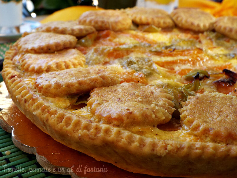 Crostata salata con zucca e porri cremosa