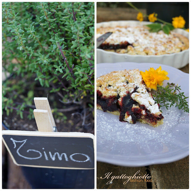Crostata sbriciolata con timo, limone e confettura di more