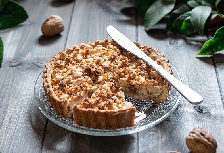 Crostata sbriciolata ricotta e noci