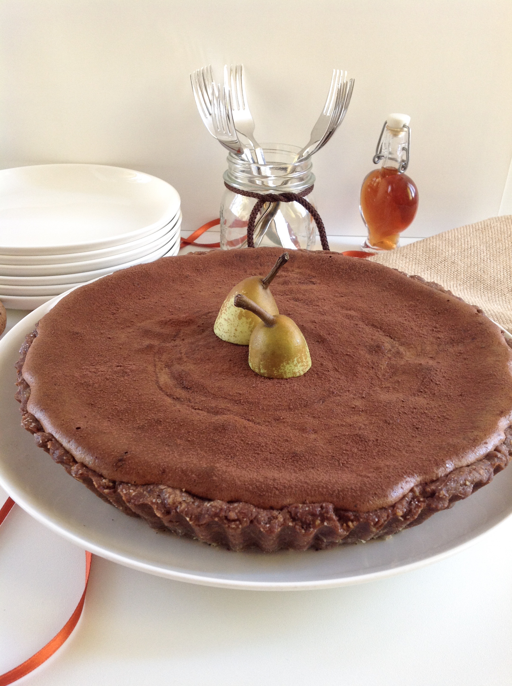 Crostata soufflé al cioccolato e pere