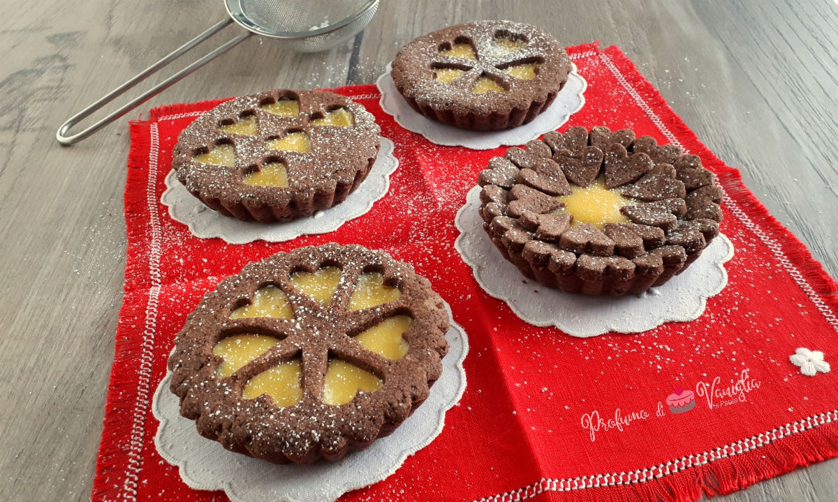 Crostatine alla crema e frolla al cacao
