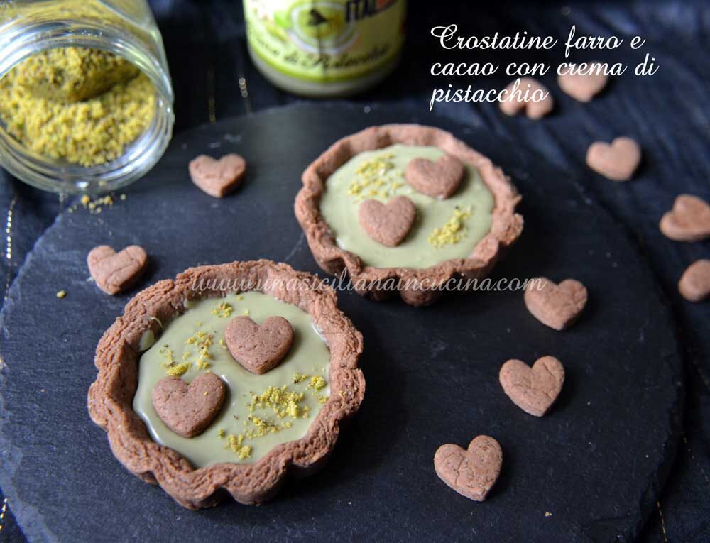 Crostatine farro cacao e pistacchio