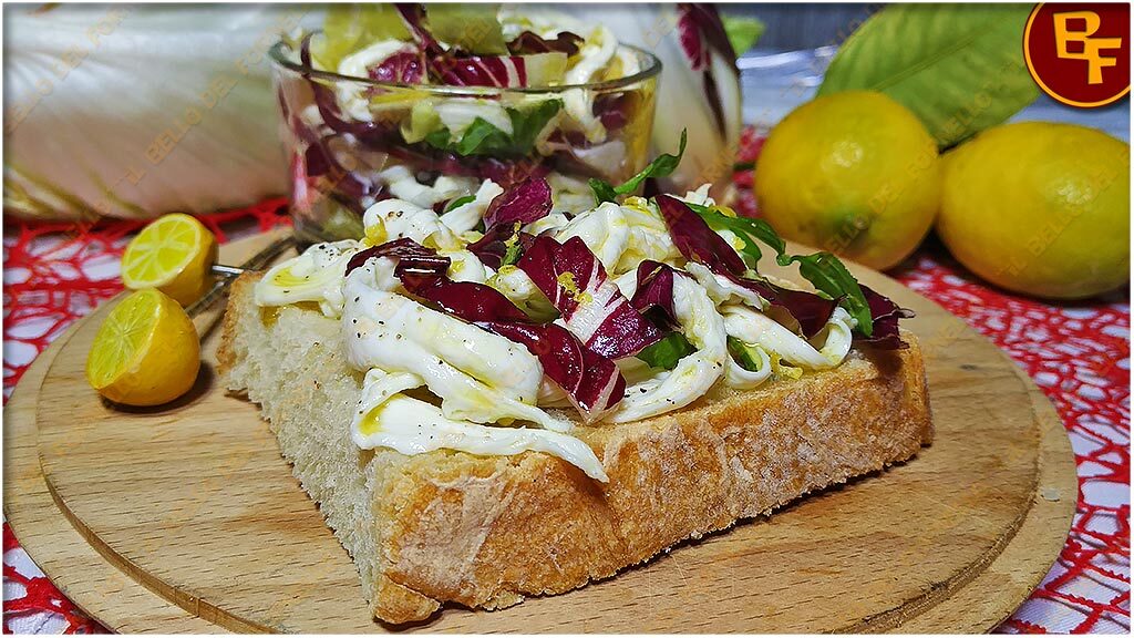 Crostini di mozzarella e radicchio