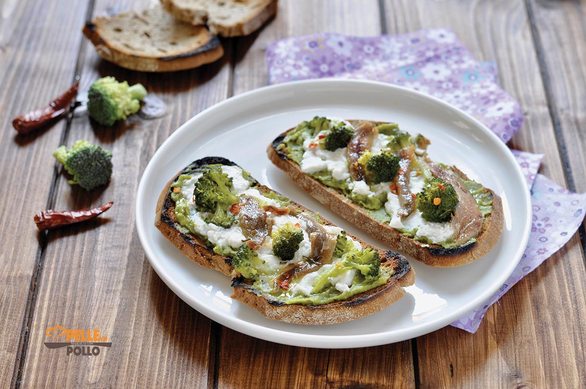 Crostoni con broccoletti e acciughe