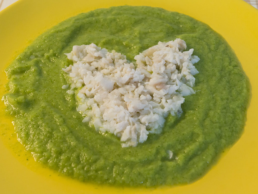 Cuore di platessa su crema di zucchine
