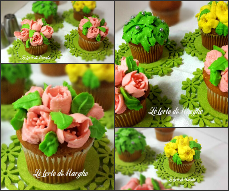 Cupcake con crema mascarpone colorata