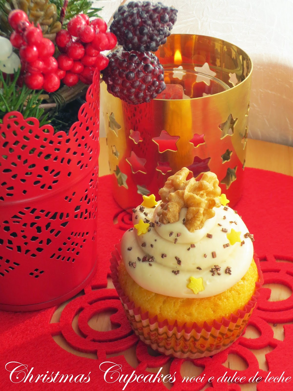 Cupcakes di natale alle noci e dulce de leche