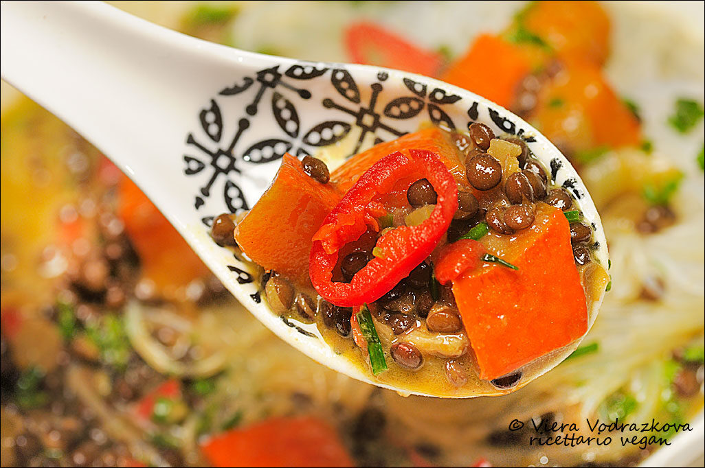 Curry di zucca hokkaido e lenticchie beluga