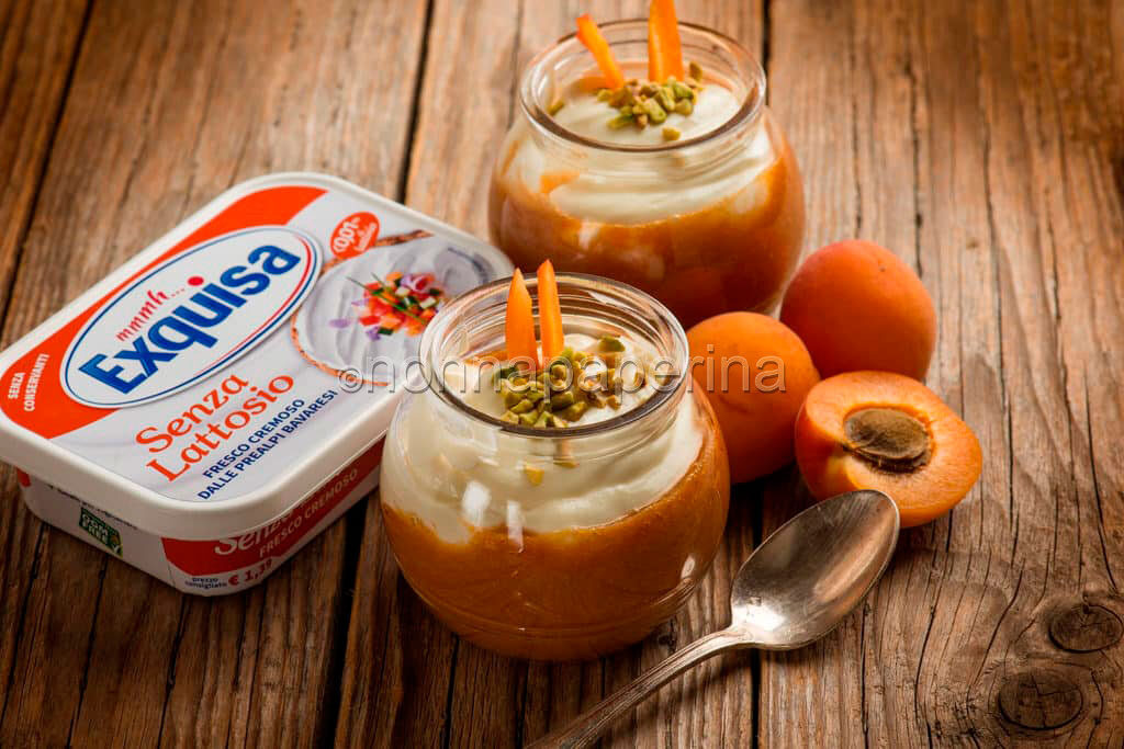 Dessert in coppetta con crema di yogurt ed albicocche