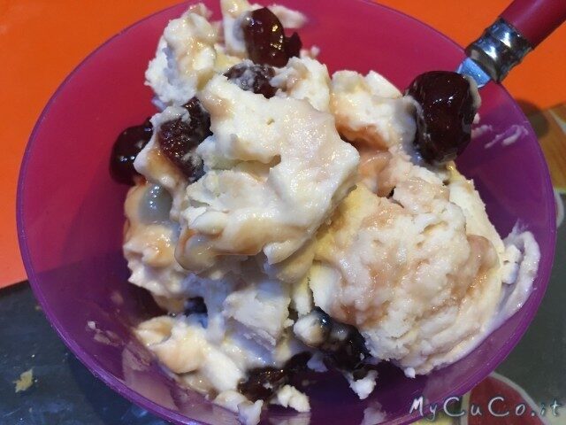 Dessert semifreddo alla ricotta variegato all’amarena col cuco