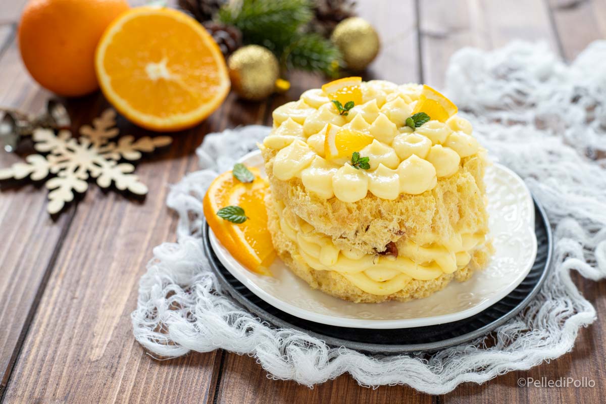 Dolce con panettone e crema all’arancia