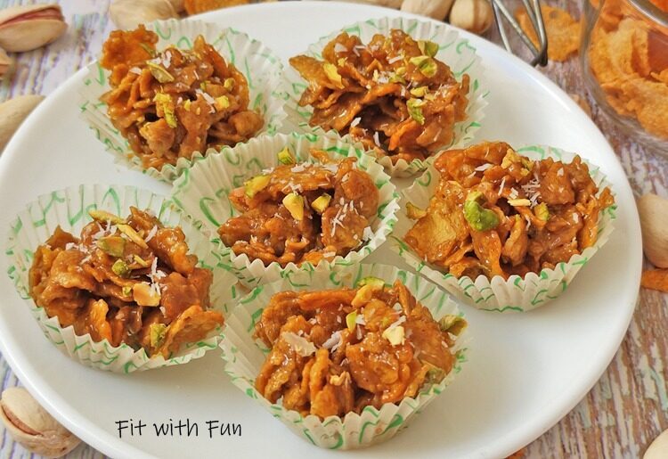 Dolcetti corn flakes pistacchio e cioccolato bianco senza cottura