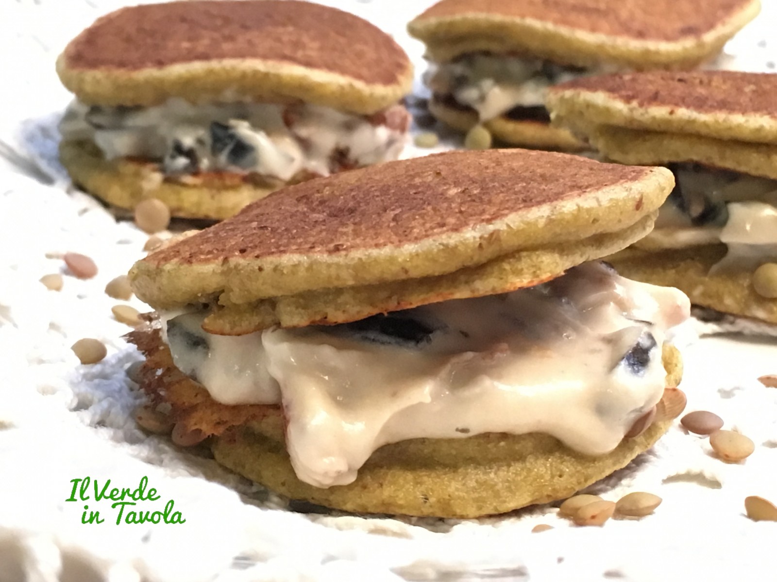 Dorayaki vegani salati di lenticchie
