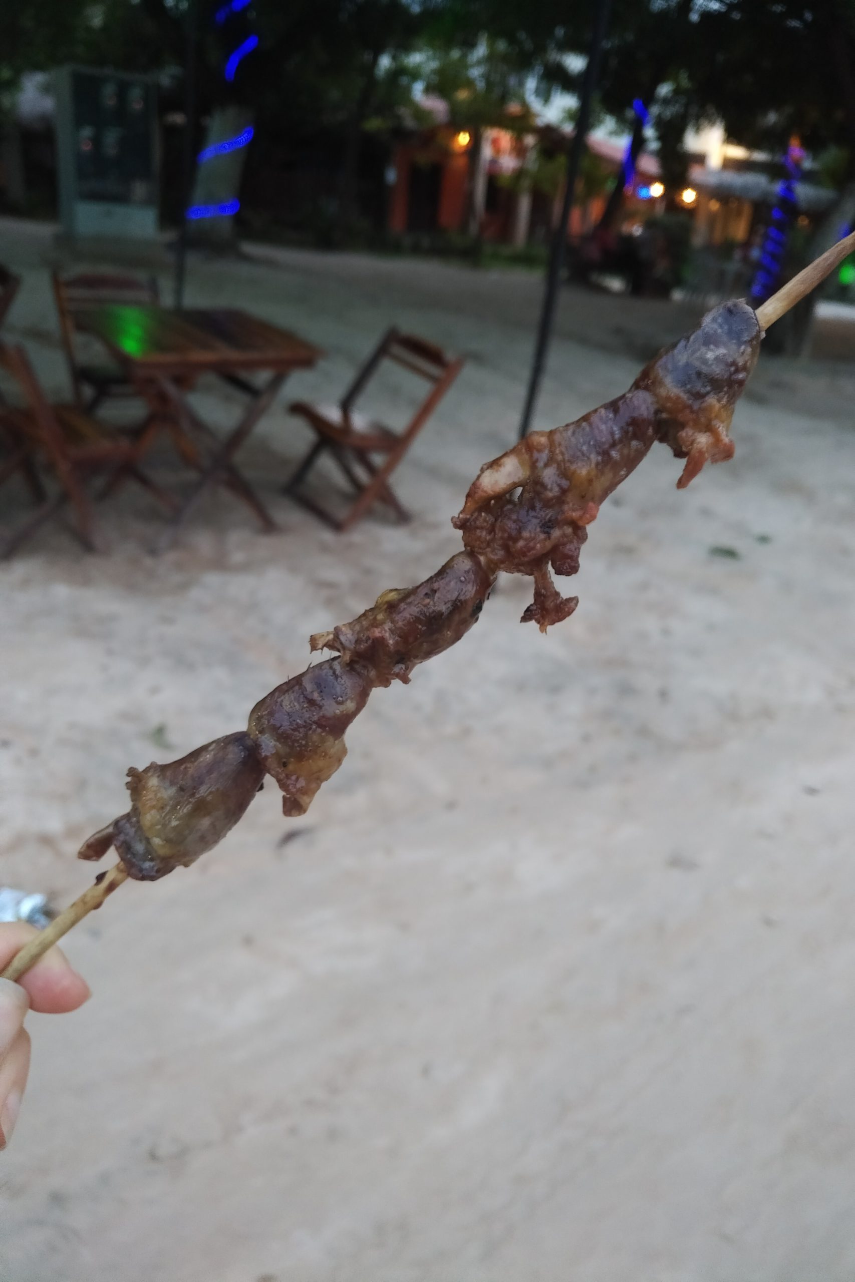 Espetinho de coraao de frango