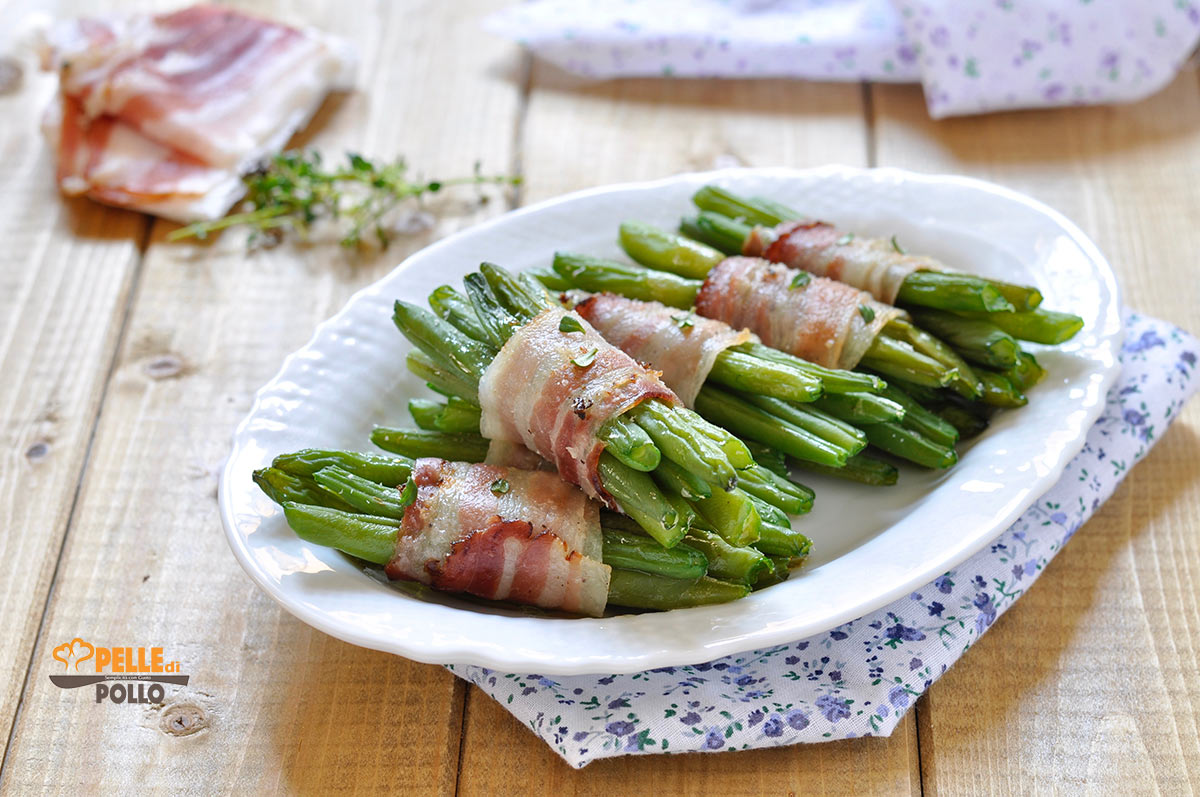 Fagiolini al forno con pancetta affumicata