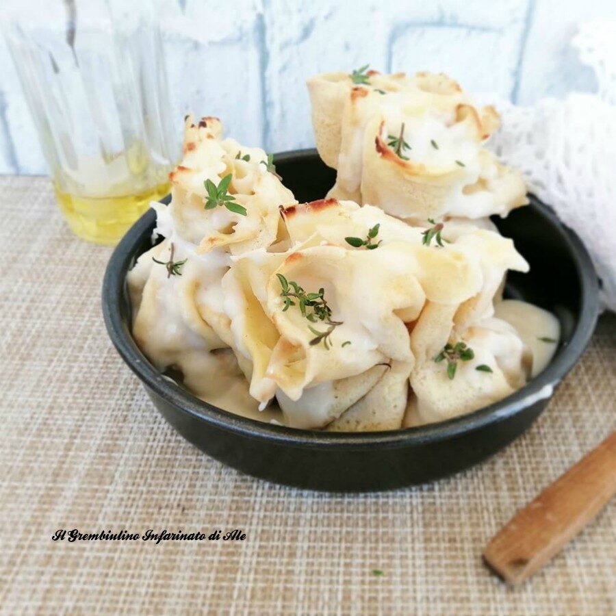 Fagottini di crespelle con carciofi e ricotta