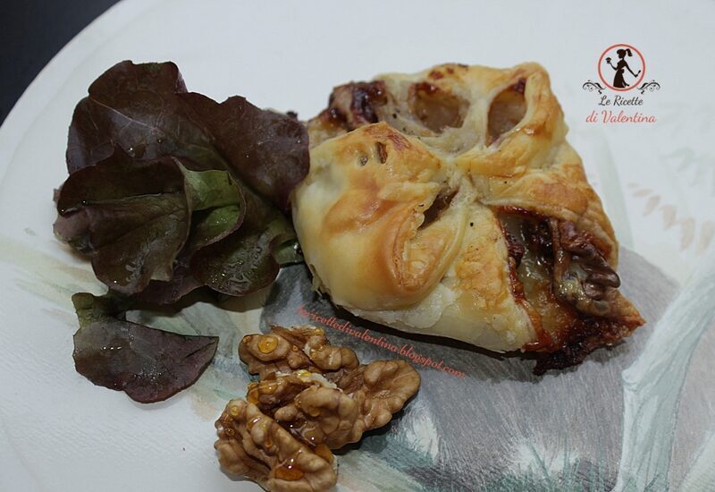 Fagottini di nashi, gorgonzola e noci