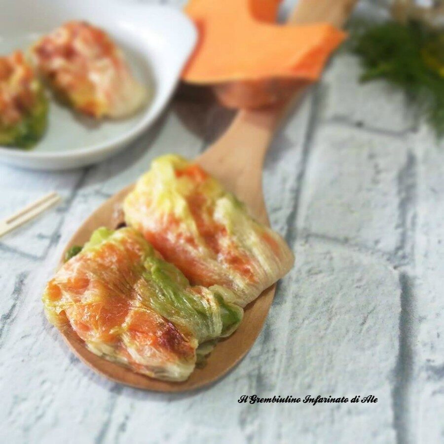 Fagottini di scarola con zucca e scamorza