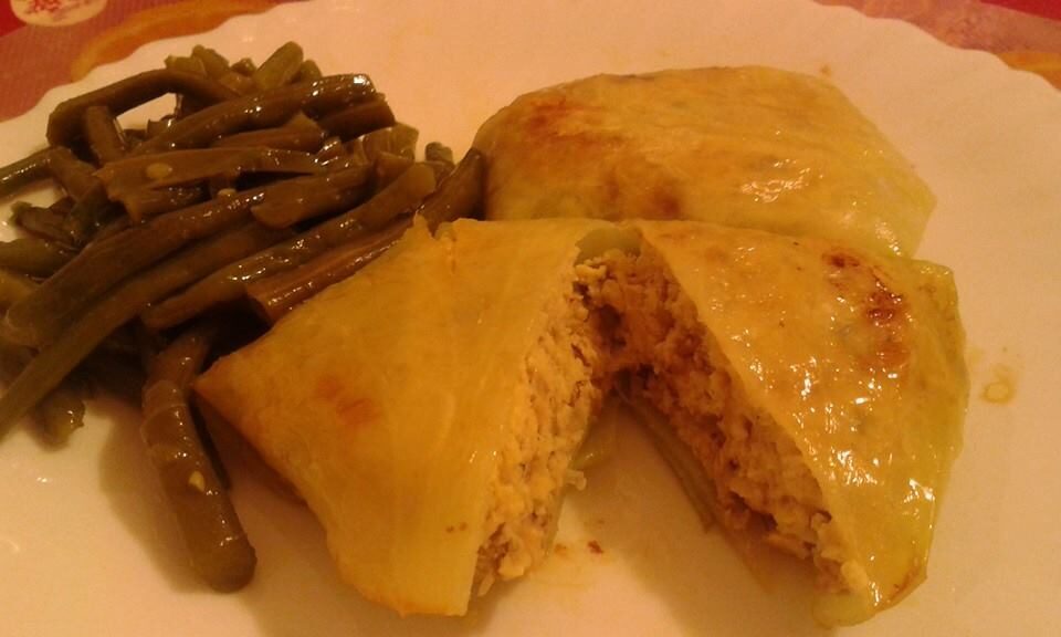 Fagottini di verza con pollo arrosto