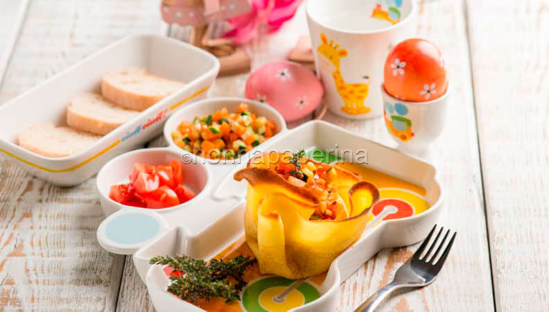 Fagottino di crespelle alle verdure: ideale per la pasqua con i bambini