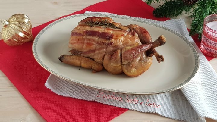 Faraona ripiena con funghi porcini