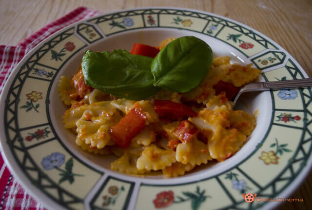 Farfalle con crema di peperoni rossi