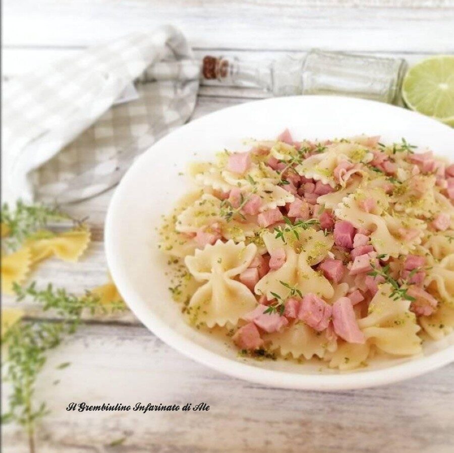 Farfalle saltate al cotto e lime