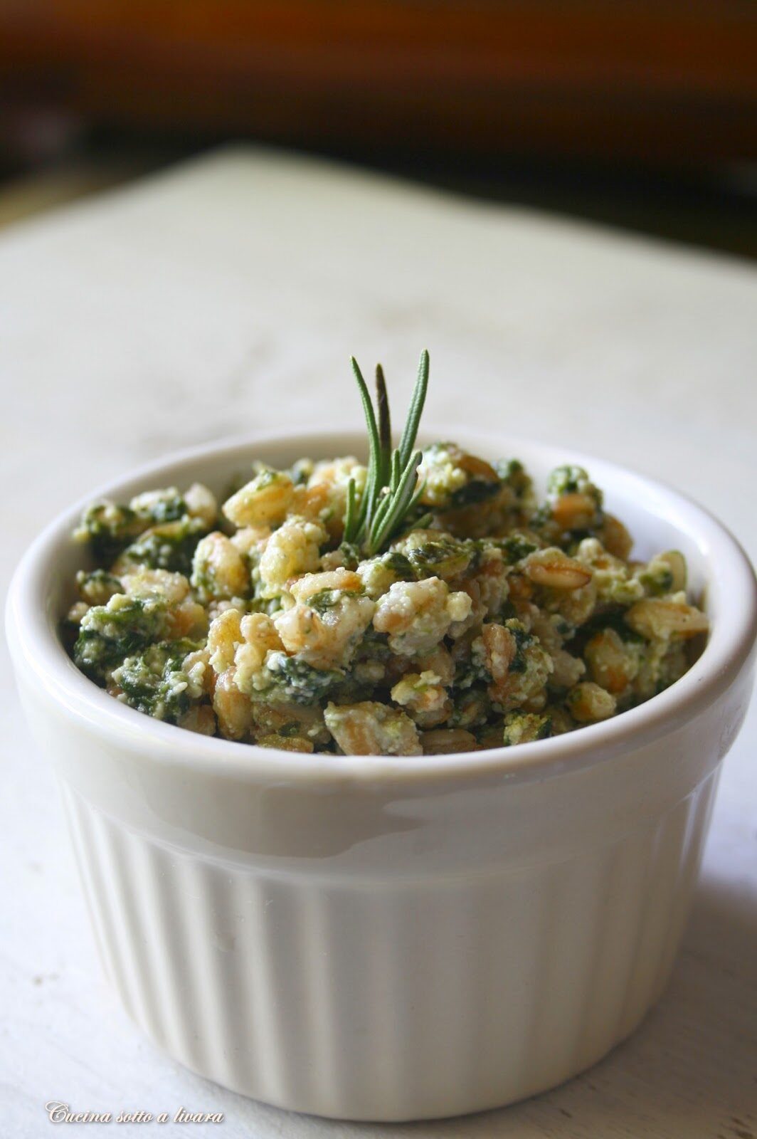 Farro con ricotta e spinaci