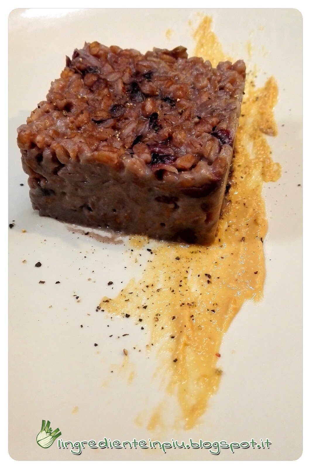 Farrotto al radicchio rosso mantecato con burro d’arachidi