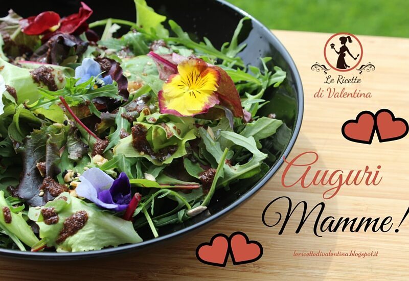 Festa della mamma: insalata con i fiori, semi e sumach, auguri mamme!