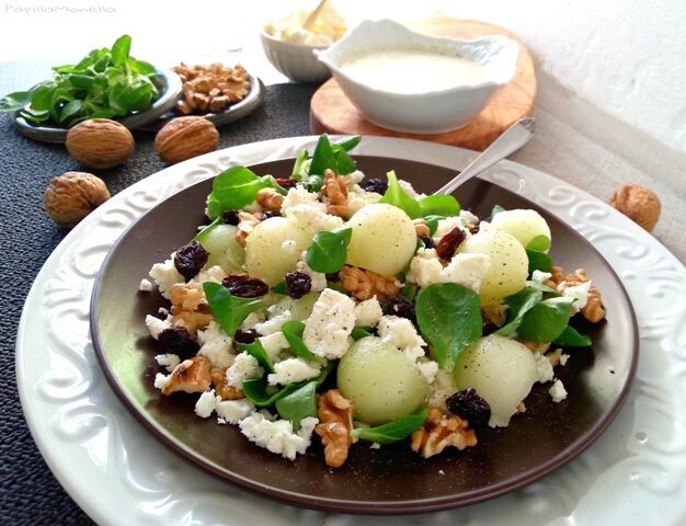 Feta salad con perle di melone bianco