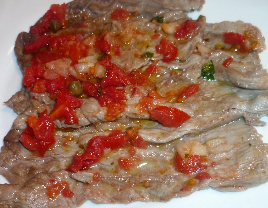 Fettine di carpaccio alla pizzaiola