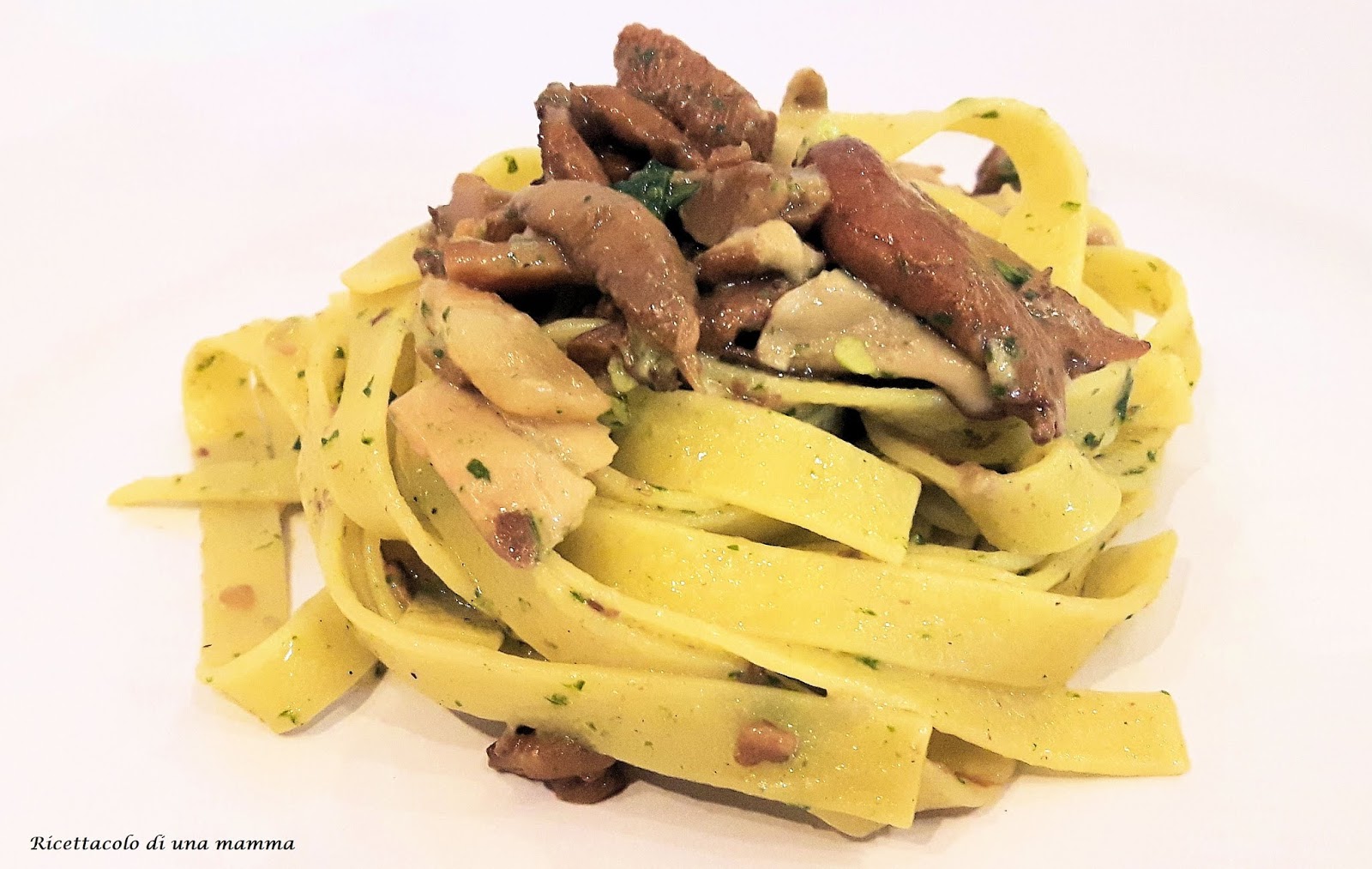 Fettuccine ai funghi e pesto aromatico