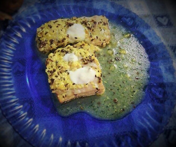 Filetti di pesce allo yogurt e semi di cumino