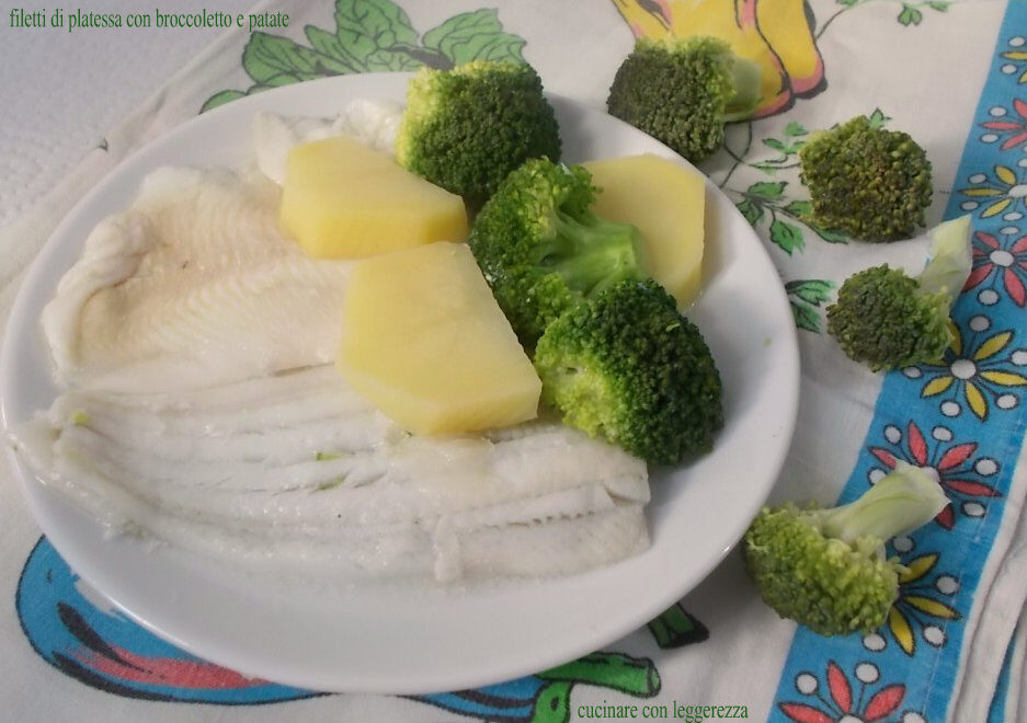 Filetti di platessa con broccoletto e patate