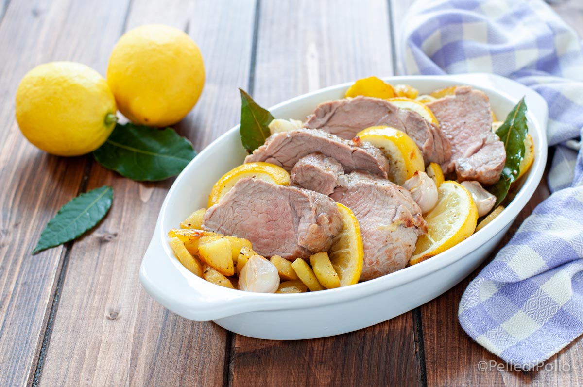Filetto di maiale al forno al limone e alloro