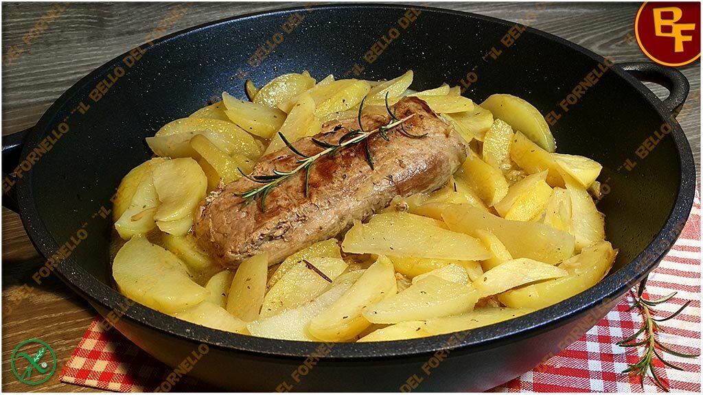 Filetto di maiale con patate cotto in padella
