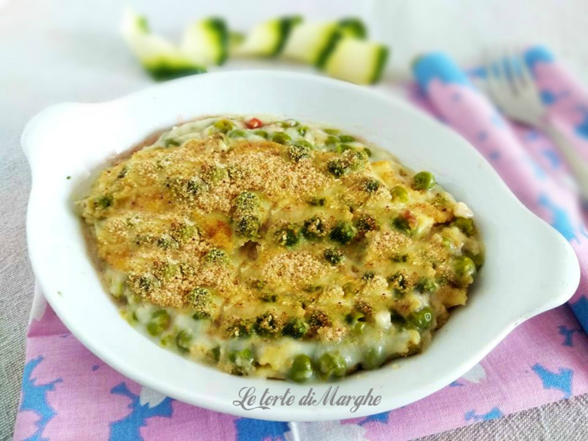 Filetto di merluzzo con piselli al forno