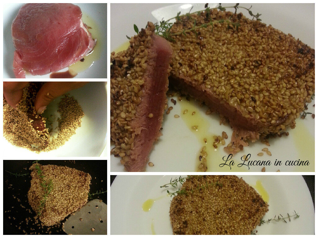 Filetto di tonno al sesamo e timo