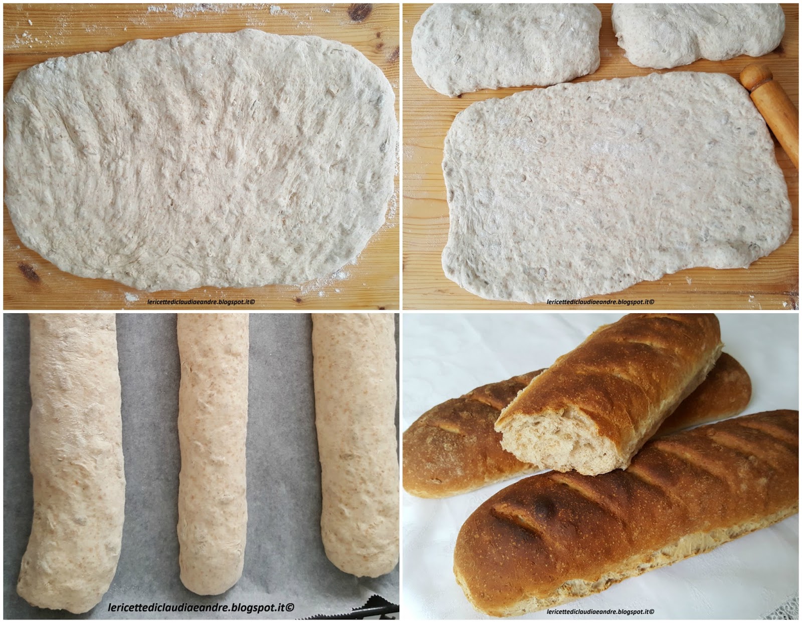 Filoni di pane semintegrale con semi di girasole