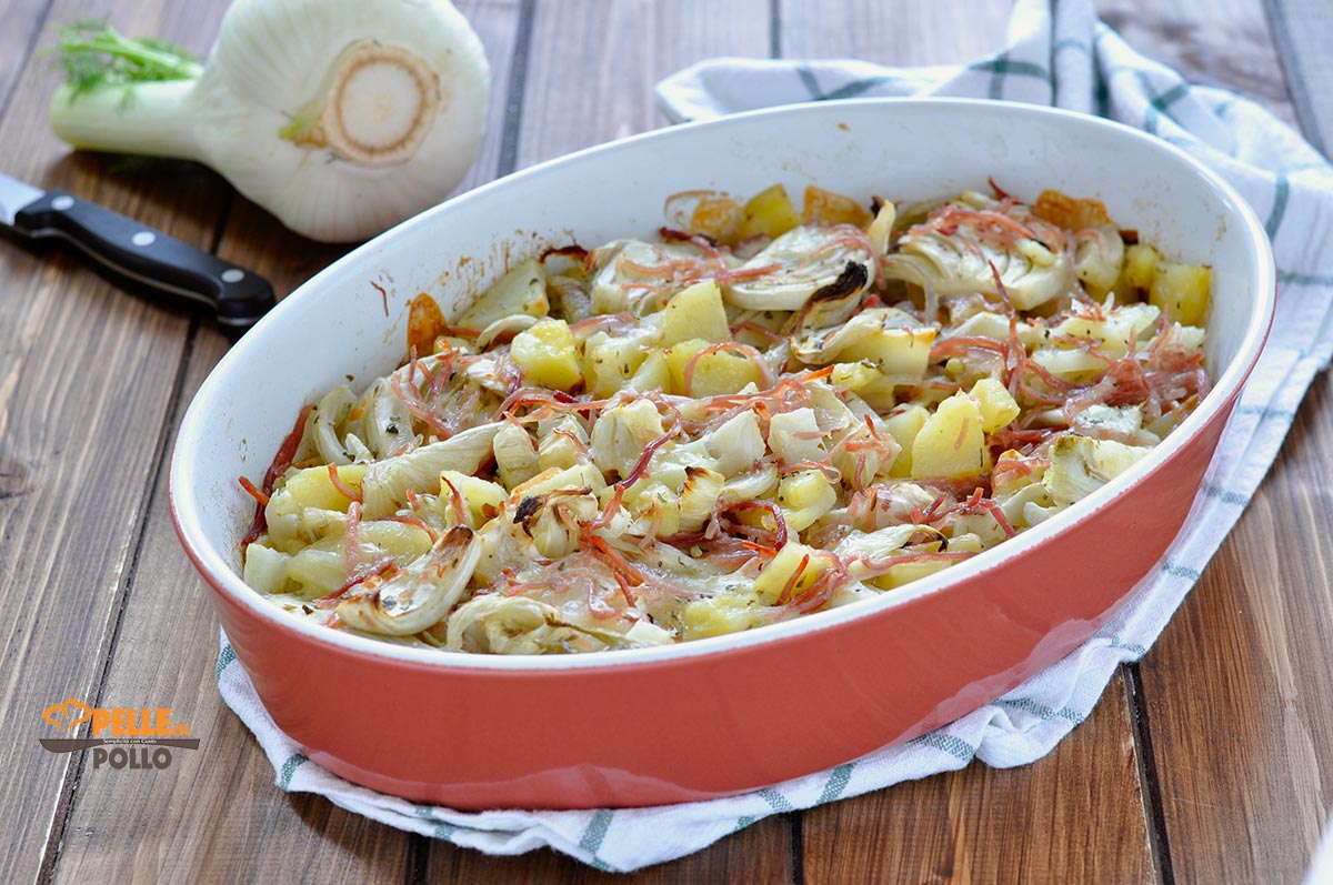 Finocchi e patate al forno con speck e provola