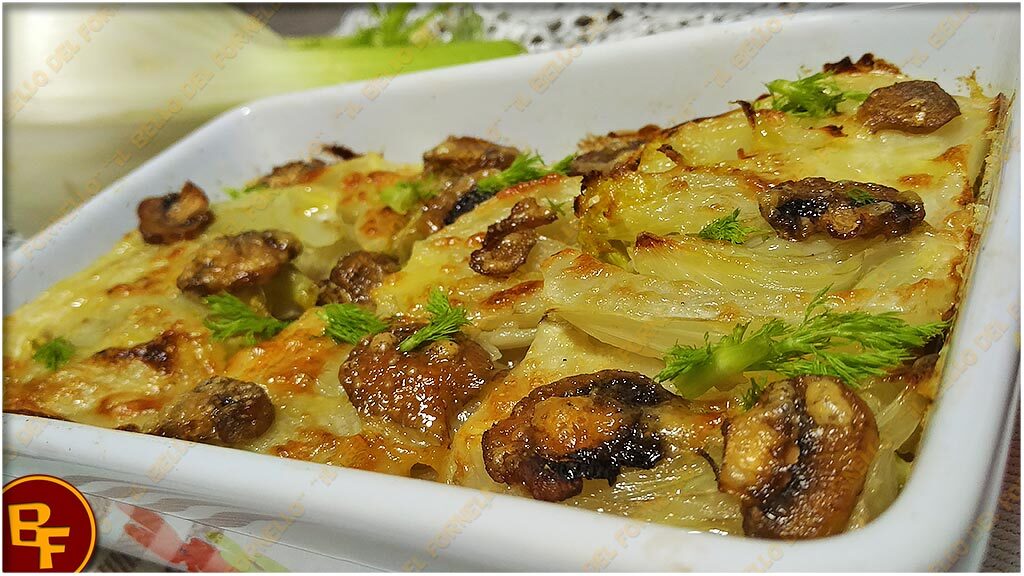 Finocchi gratinati con funghi