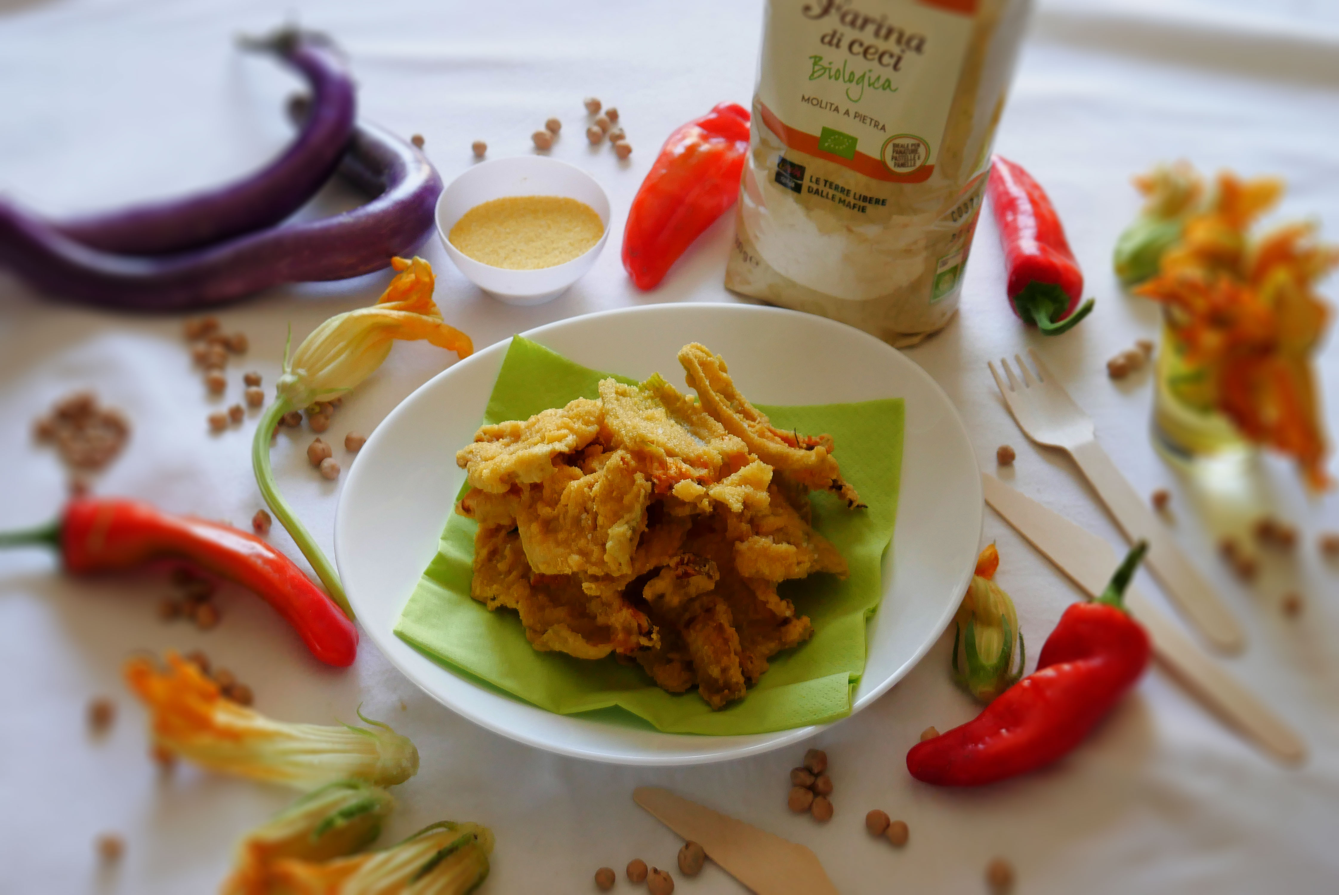 Fiori di zucca in pastella con farina di ceci