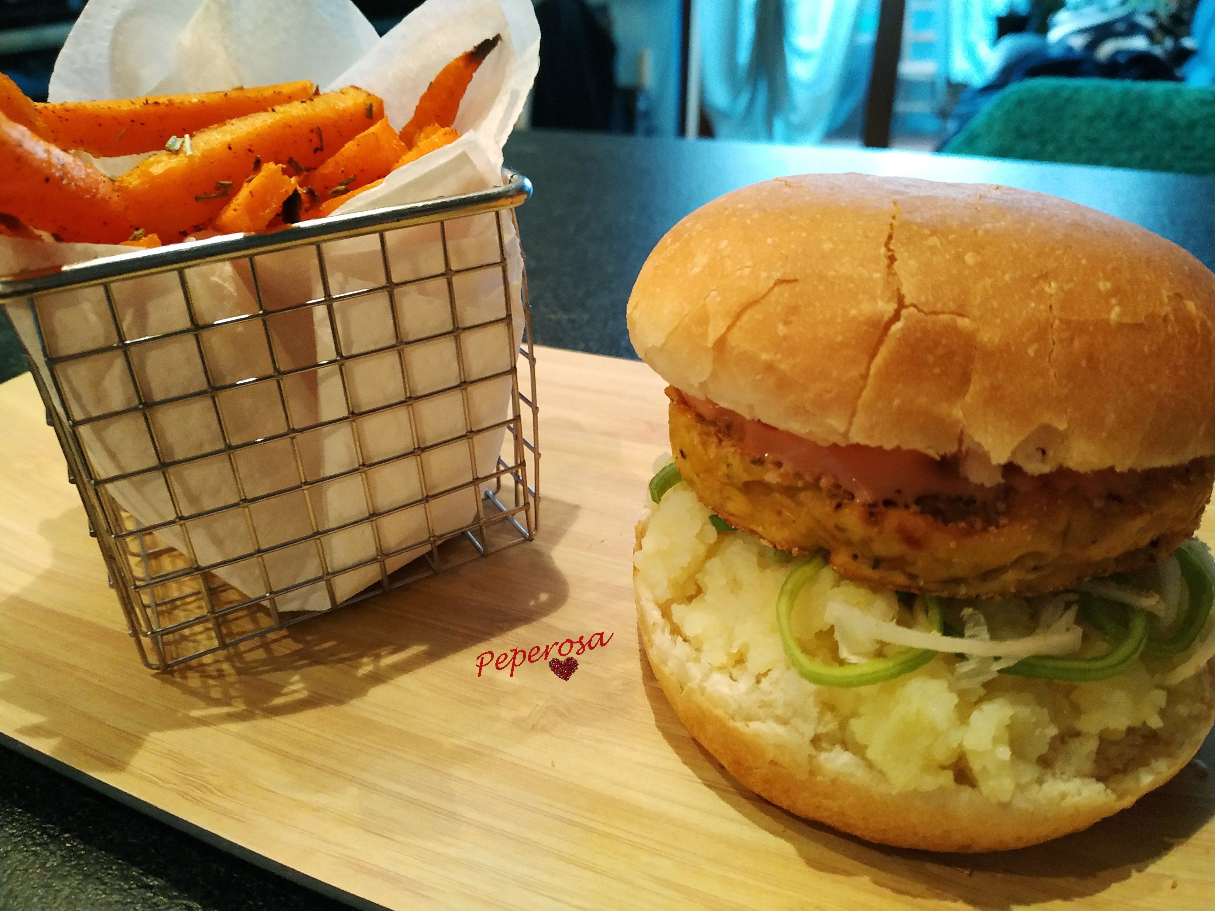 Fishburger di cernia e patatine dolci