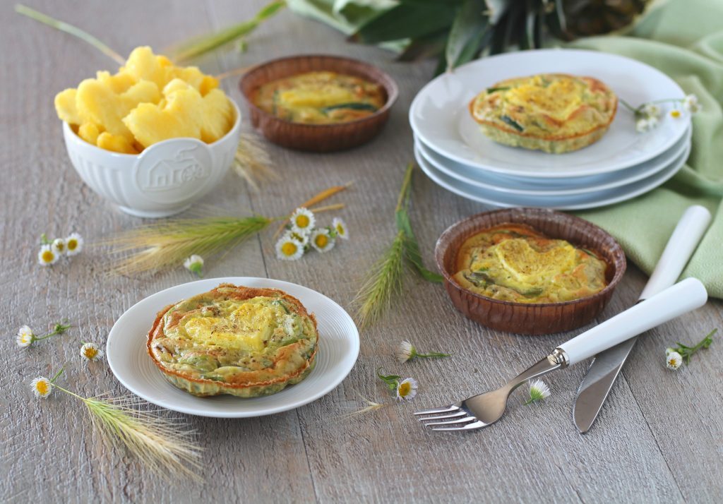 Flan di ananas e cipollotti senza lattosio