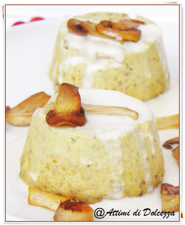 Flan di funghi con salsa di asiago