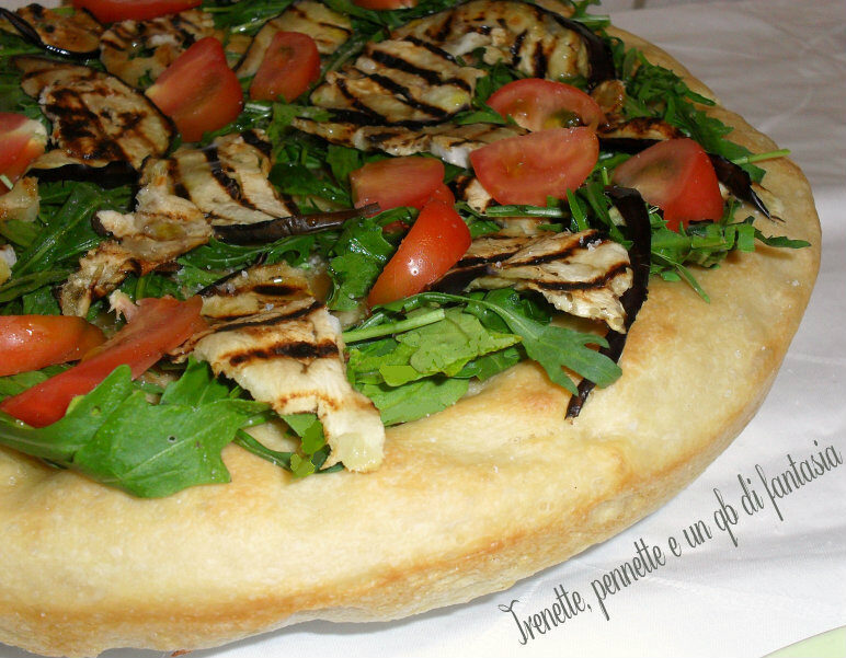 Focaccia bianca con melanzane grigliate