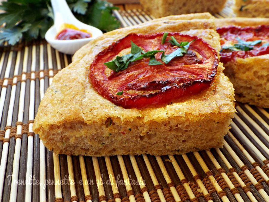 Focaccia brioche con zucchina nduja e pomodoro caramellato