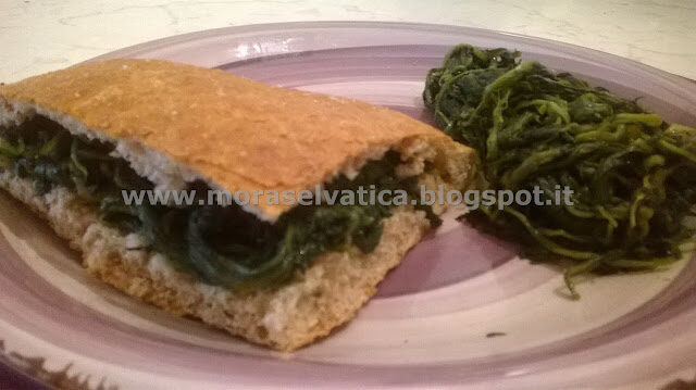 FOCACCIA INTEGRALE DI FARRO E GRANO SARACENO FARCITA CON CICORIA RIPASSATA
