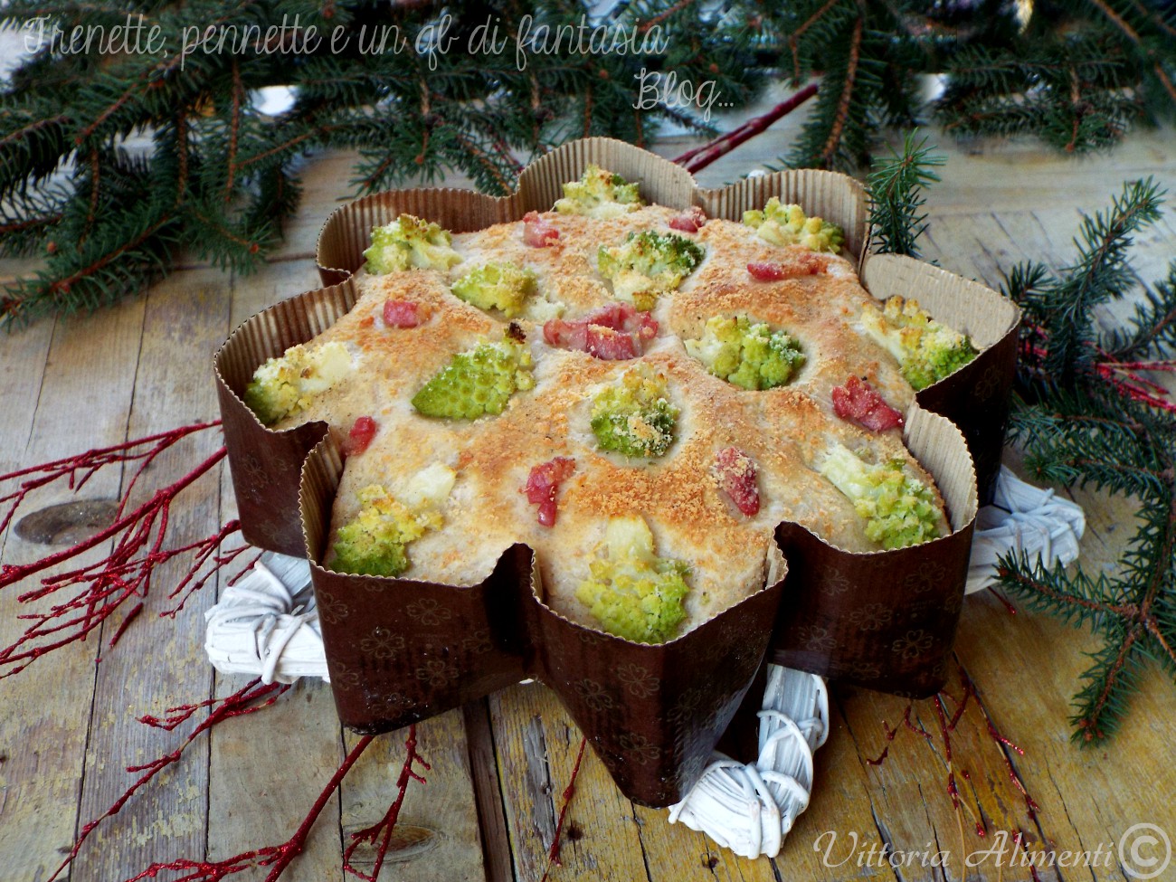 Focaccia stella broccolo e pancetta